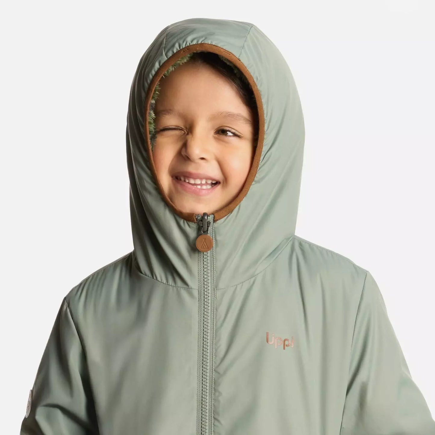 Parka Two-Faces Hoody Print Jade Lippi Verde