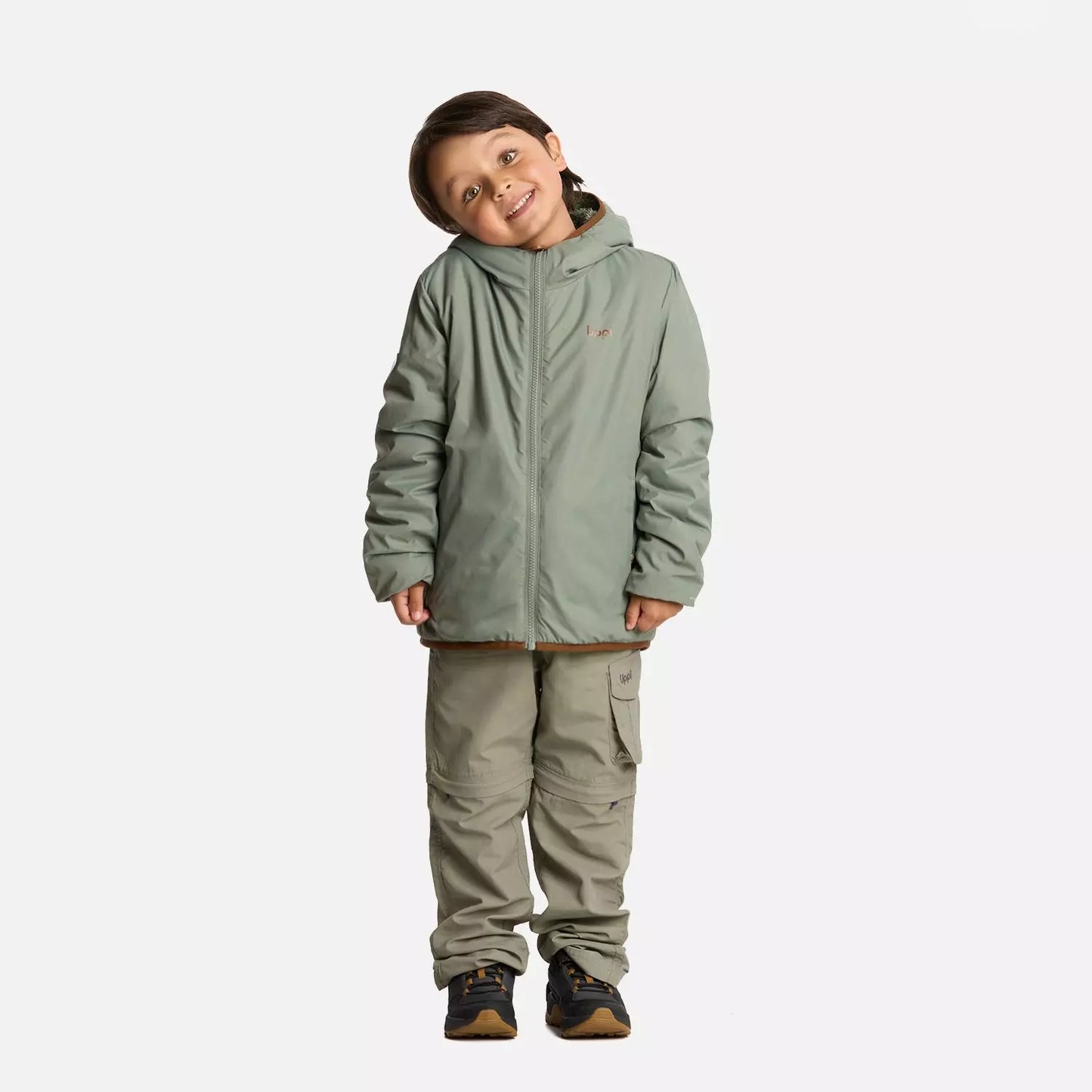 Parka Two-Faces Hoody Print Jade Lippi Verde
